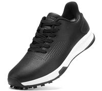 PENXZT Men's Golf Shoes Professional Spikeless Golfers Training Sneakers Outdoor Anti Slip Walking Footwears,Black,9.5 UK