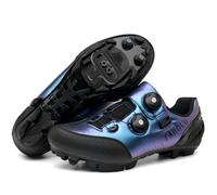 PENXZT Mens Mountain Shoes Compatible with 2-Bolts SPD Cleats MTB Cycling Shoes Indoor Outdoor Road Bike Riding Sneakers Biking Breathable,Blue,10.5 UK