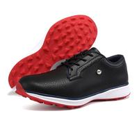 PENXZT Men's Waterproof Golf Shoes, Nailless Sole Classic Outdoor Trainers Spikeless Golf Shoes,A,8.5 UK