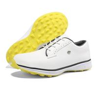 PENXZT Men's Waterproof Golf Shoes, Nailless Sole Classic Outdoor Trainers Spikeless Golf Shoes,E,7 UK