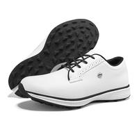 PENXZT Men's Waterproof Golf Shoes, Nailless Sole Classic Outdoor Trainers Spikeless Golf Shoes,F,9 UK