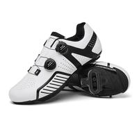 PENXZT MTB Cycling Shoes Mens Womens Mountain Bikes Shoes Unisex Spin Bike Sneakers Breathable for Indoor Outdoor Compatible with Peloton Installation SPD 2 Bolts Pedals,White,10.5 UK