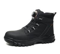 PENXZT Safety Trainers Mens Womens Steel Toe Cap Boots Work Shoes with Rotary Button Breathable Non Slip Industrial Work Boots Puncture Proof Industrial Sneakers,Black,6.5 UK