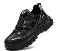 PENXZT Steel Toe Cap Trainers Mens Safety Shoes Breathable Lightweight with Rotary Buckle Work Trainers Non Slip Industrial Sneakers,Black,9.5 UK