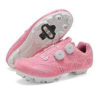 PENXZT Women's Mountain Bike Shoes MTB Cycling Shoes Outdoor Compatible with Peloton SPD-SL/SPD/Delta/KEO Spin Shoestring Competition Cycling Sneakers,Pink,6 UK