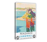 Penzance, Cornwall British Railways Vintage Travel Canvas Poster Bedroom Decor Landscape Office Room Decor Gift 24x36inch(60x90cm)