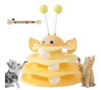 Peocryy Interactive 3-Layer Cat Toy Tower, with Rotating Bee and Rolling Balls, 3 Levels for Chase, for Indoor Cats to Stay Active and Exercise