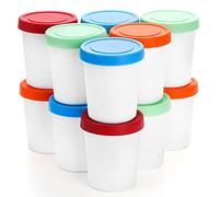 Peohud 12 Pack Reusable Mini Ice Cream Tub, 6oz Individual Freezer Storage Containers with Silicone Lids, Storage Portion Container for Ice Cream, Gelato, Sorbet, Dessert,180ml