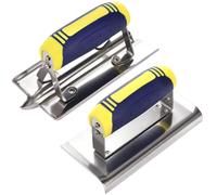 Peohud 2 Pieces Concrete Edging Trowel Set, 6" x 3" Stainless Steel Concrete Edger and Groover, Masonry Cement Finishing Kit for Smoothing, Cutting, Concrete Finishing Trowel Tools