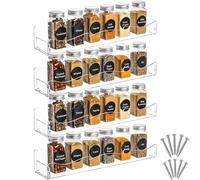 Peohud 4 Pack Acrylic Spice Rack Wall Mount, 15 Inch Clear Nail Polish Rack, Hanging Acrylic Floating Shelves for Perfume Organizer, Sunglasses, Seasoning, Condiment, Kitchen, Cabinets, Pantry