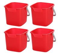 Peohud 4 Pack Small Cleaning Bucket with Handle, Square Sanitizing Buckets, 3L Small Cleaning Pail, Square Detergent Bucket with Spout and Handle for Home, Offices, School, Commercial Use