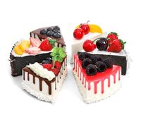 Peohud 6 PCS Fake Slice Cake, Artificial Cake for Display, Faux Simulation Realistic Dessert for Bakery Shop Display, Photography Props, Home Kitchen Decoration