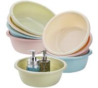 Peohud 8 Pack Plastic Wash Basin, 5L Round Washing Up Bowls, Stackable Wash Bowls for Personal Care, Unbreakable Vegetable Fruit Wash Pan Dish Tub for Home Kitchen Camping Outdoor Indoor, 30cm