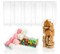 Peohud 80 Pieces Clear Boxes for Favors, Transparent Candy Gift Cube Boxes, Plastic Macaron Chocolate Packing Box for Wedding, Christmas, Birthday Party, Bridal Shower, 5cm x 5cm x 15cm, Degradable