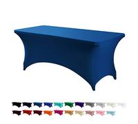 Peomeise 2PCS 6FT Spandex Table Cover Rectangular Stretch Spandex Tablecloth (Classic Blue,6FT)