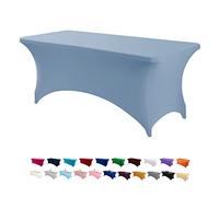 Peomeise 6FT Spandex Table Cover Rectangular Stretch Spandex Tablecloth (Dusty Blue,6FT)