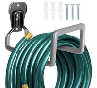 PeoMev Garden Hose Holder - Metal Garden Hose Reel Wall Mounted Water Hose Holders for Outside, Heavy Duty Hose Hanger for Water Hose Storage
