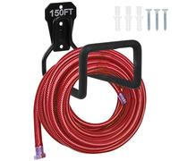PeoMev Metal Garden Hose Holder - Heavy Duty Hose Hanger Wall Mounted Water Hose Holder for Outside Yard, Durable Hose Hooks Ideal for Water Hose, Extension Cords (1pc Black)