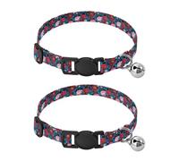 Peonies and Daisies Red Dog Collars Release Buckle Girl & Boy Dog Collars 2 Packs