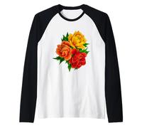 Peonies and Florals in a Bold Vintage Flowers Bouquet Raglan Baseball Tee