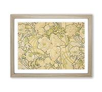 Peonies By Alphonse Mucha Classic Painting Framed Print | A2 Oak Framed Wall Art | Ready to Hang | Classic Historical Picture | Living Room Bedroom Lounge Office
