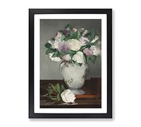 Peonies By Edouard Manet Classic Painting Framed Print | A4 Black Framed Wall Art | Ready to Hang | Classic Historical Picture | Living Room Bedroom Lounge Office
