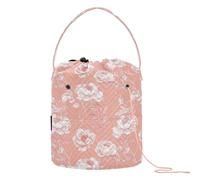 Peonies Line Art Pattern Yarn Bags Crochet Yarn Bags Portable Travel Storage for Knitting Needle Storage Crochet