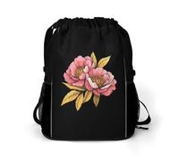 Peonies Peony Flower Gym Drawstring Bag with Shoe Compartment