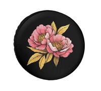 Peonies Peony Flower Spare Wheel Cover Waterproof Dustproof Tire Covers Universal Tyre Protector Fit 24"-36"