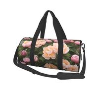 Peonies -Print Round Travel Bag Large Capacity Duffel with Multiple Pockets Lightweight Foldable for Gym Weekend Trips.
