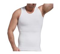 PEONNYT Seamless Bamboo Charcoal Compression Vest Hide Moobs Undershirts Mens Slimming Body Shaper Vest Elastic Slim Shapewear(White M)