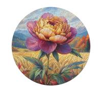 Peony 120 Piece Round Jigsaw Puzzle Flowers Plants Trees Animal Shape Durable Challenging Puzzle Decorative Home Accent Stress Relief for Adults Challenging 120 PCS