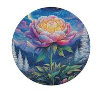 Peony 120 Piece Round Jigsaw Puzzle Flowers Plants Trees Animal Shape Premium Large Format Puzzle Stress Relief Relaxing Activity for Families Home Wall Art 120 PCS
