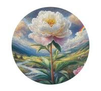 Peony 120 Piece Round Jigsaw Puzzle Flowers Plants Trees Animal Shape Premium Large Format Puzzle Stress Relief Relaxing Activity for Families Home Wall Art 120 PCS