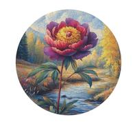 Peony 120 Piece Round Puzzle Flowers Plants Trees Animal Shape Relaxing Home Decor Puzzle Stress Relief for Adults & Kids Creative Challeng Challenging 120 PCS