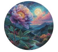 Peony 195 Piece Round Jigsaw Puzzle Flowers Plants Trees Animal Shape Durable Pieces Family Puzzle Stress Relief Home Decor Brainteaser Educational Challenging 195 PCS