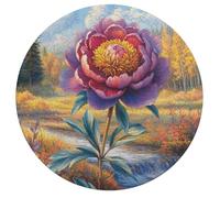 Peony 195 Piece Round Puzzle Flowers Plants Trees Animal Shape Relaxing Home Decor Puzzle Stress Relief for Adults & Kids Creative Challeng Challenging 195 PCS