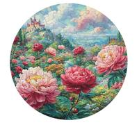 Peony 68 Piece Round Jigsaw Puzzle Flowers Plants Trees Animal Shape Premium Large Format Puzzle Stress Relief Relaxing Activity for Families Home Wall Art 68 PCS