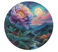 Peony 68 Piece Round Jigsaw Puzzle Flowers Plants Trees Animal Shape Relaxing Gift Puzzle Stress Relief Home Decor Brainteaser Creative Challeng Challenging 68 PCS