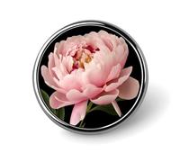 Peony Badges Circle with Button Design, Personalized Picture Pin Brooches, Round Badge Holders for Decorate Hat Shirt Clothing Bag Accessories
