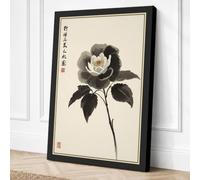 Peony Blossom Japandi Canvas Wall Art Print 18x12 Inch (46 x 30 cm)