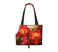 peony bush Printed pet shoulder bag for going out - small dog and cat dual-purpose shoulder bag