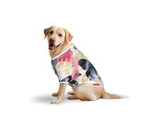Peony & Butterflies Watercolor Motif Print Breathable Dog Tshirt for Medium Large Breed