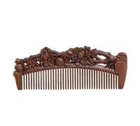 Peony Carved Comb Chinese Style Solid Wood Hair Portable Travel Suitable For Normal, Curly Or Wavy