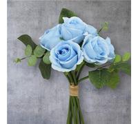 Peony Chrysanthemum Tea & Lucky Rose - Tied Artificial Bouquet (Rose [Sky Blue])