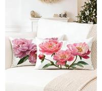 Peony Cushion Covers 40 x 60 cm Pink Pillowcases 2 Pack,mit Nvisible Zipper Pillows, Double Sided high-Definition Printing Soft Velvet ative pillows,is Perfect home ation,Give to Gifts for Men 0R-775