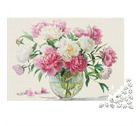 Peony Flower Arrangement 1000 Pc Extra-Thick Cardboard DIY Jigsaw for Family Lovers, Fun Challenging Game, Beautiful Decoration, 70x50cm/1000pcs