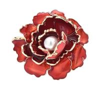 Peony Flower Brooches For Home | Women Unisex 2 color Enamel Pearl Pins