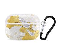 Peony Flower Crane Birds Print Case Cover for AirPods Pro Case 2nd/1st Generation with Key Chain Full Protective Durable Shockproof Wireless Headphone Case PC Hard