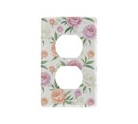 Peony Flower Cream PC Wall Plate Cover, Duplex Outlet Cover for Receptacle 4.53 x 2.76 Inches